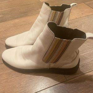 Free People White Metallic Boots